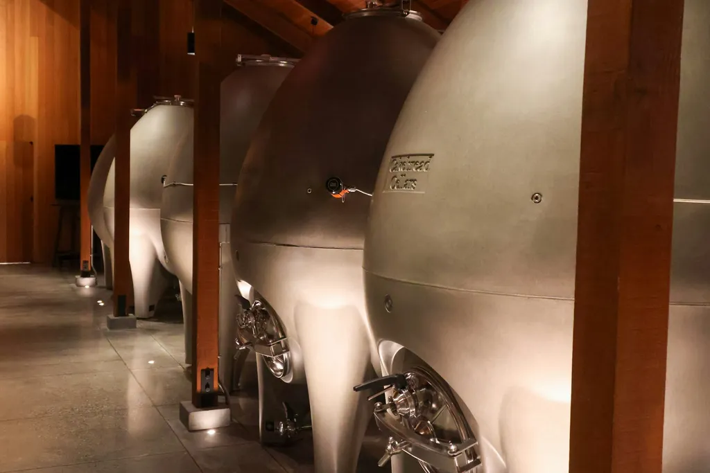 Stainless steel fermentation tanks with temperature-control jackets